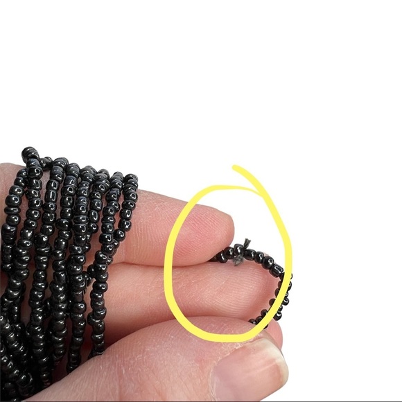 Black/Gray Seed Bead Multi Strand Layered Collar Necklace - Picture 5 of 7